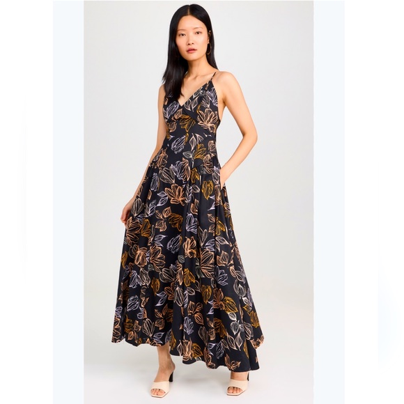 NWT CHLOE KRISTYN (from SHOPBOP) Black Floral Maxi Dress, Sz XS